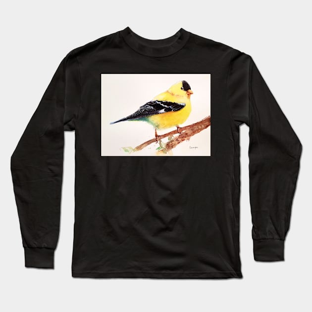 Yellow Finch Long Sleeve T-Shirt by sampabhakta